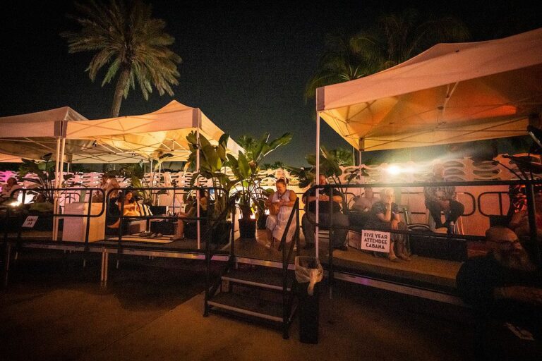 private cabanas at night